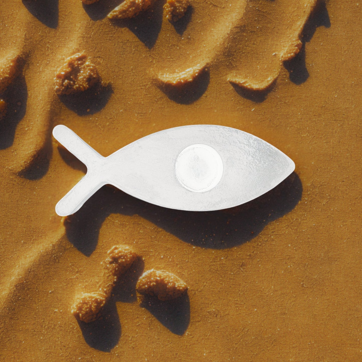 White object on a brown textured surface