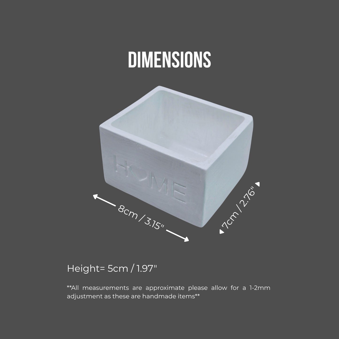 planter dimensions on a dark gray background