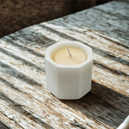 Octagon tealight holder on a wooden surface